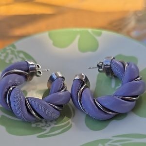 Bottega Veneta Purple Earrings with Leaf Design